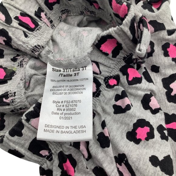 Free Style Toddler Girls Leopard Print Shorts 3T Gray Pink Cotton Elastic Waist - Picture 4 of 8